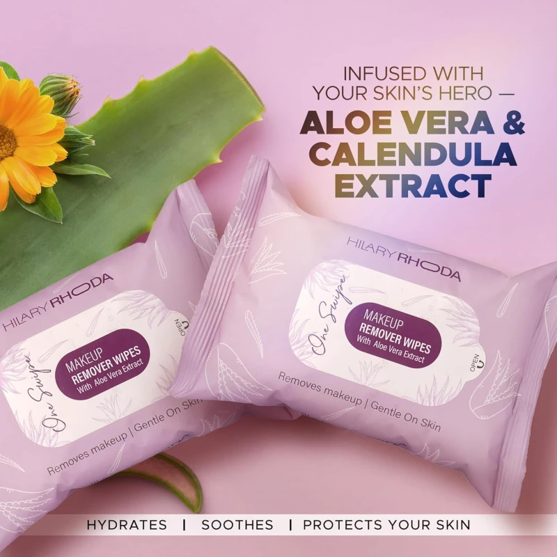 Hilary Rhoda One Swipe Makeup Remover Wipes | Removes Waterproof Makeup | Aleo Vera Infused Makeup Remover Wipes | Hydrating & Cleansing Facial Wipes | Paraben-Free | 25 pcs thumbnail 5